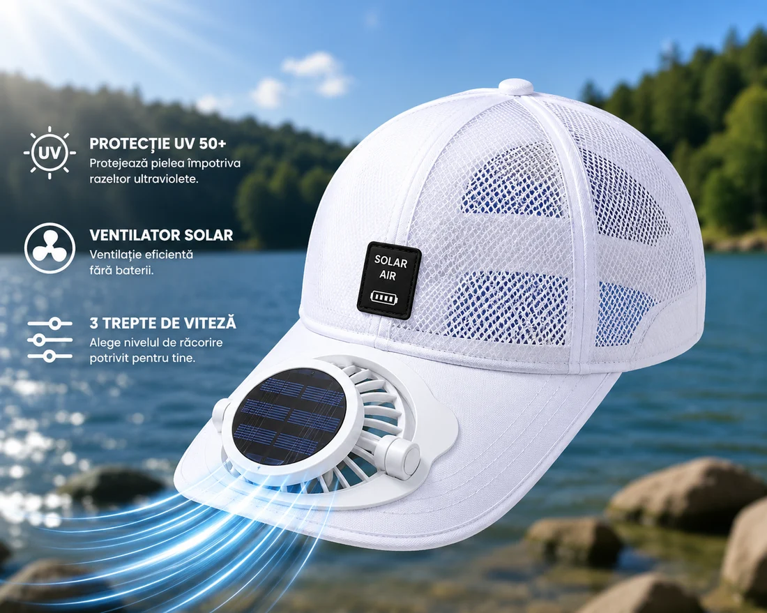 Sapca cu ventilator solar si protectie UV - imagine 5