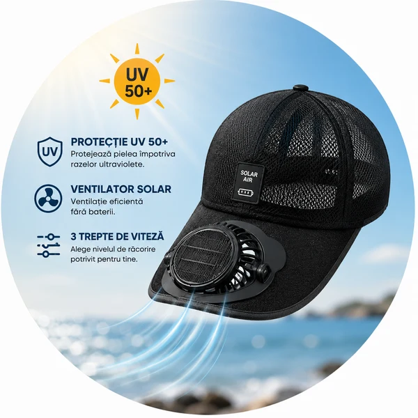 Sapca cu ventilator solar si protectie UV - imagine 8
