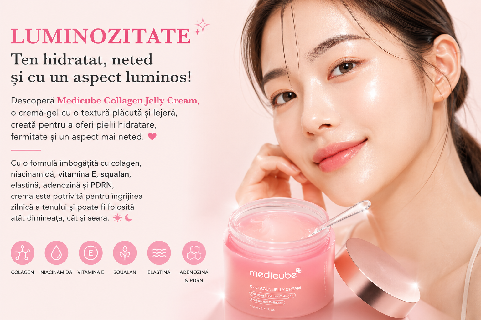Medicube Collagen Jelly Cream - Crema de fata ferma cu colagen 110ml - imagine 5
